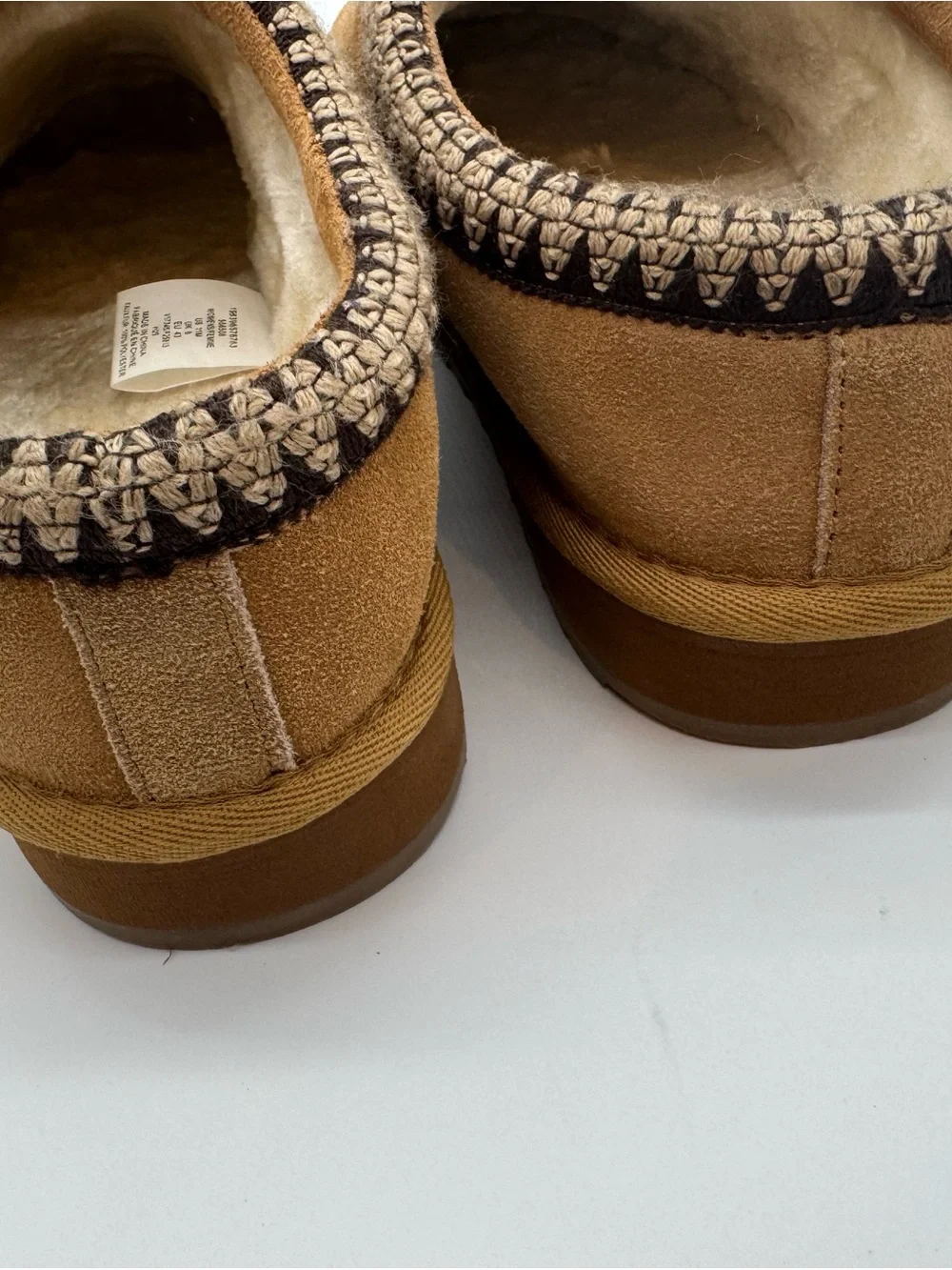 Lands' End Tan Suede Slip-On Slippers with Braided Trim Womens 11 Mens 9 new
